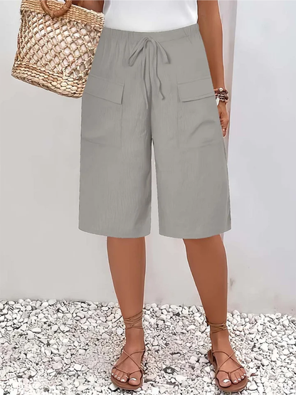 Pantalones cortos con cintura elástica para mujer, modernos y versátiles