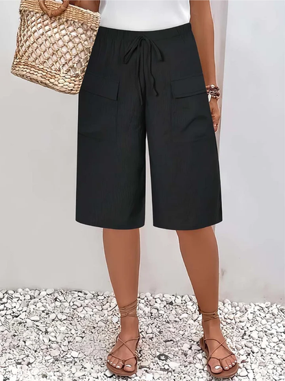 Pantalones cortos con cintura elástica para mujer, modernos y versátiles
