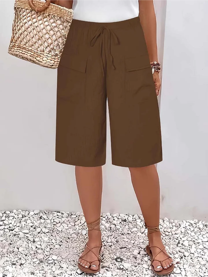 Pantalones cortos con cintura elástica para mujer, modernos y versátiles
