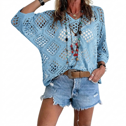 Cárdigan de Jersey Calado con Punto Ligero | Estilo Relajado y Elegante