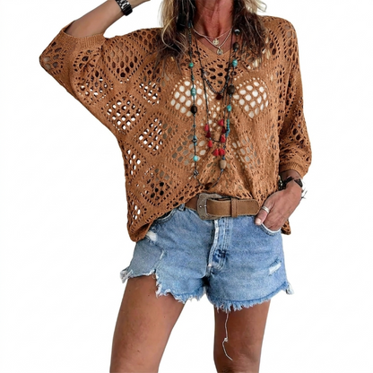 Cárdigan de Jersey Calado con Punto Ligero | Estilo Relajado y Elegante