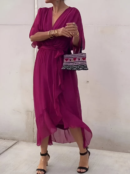 Aurora | Vestido de Gasa Envolvente en Midi