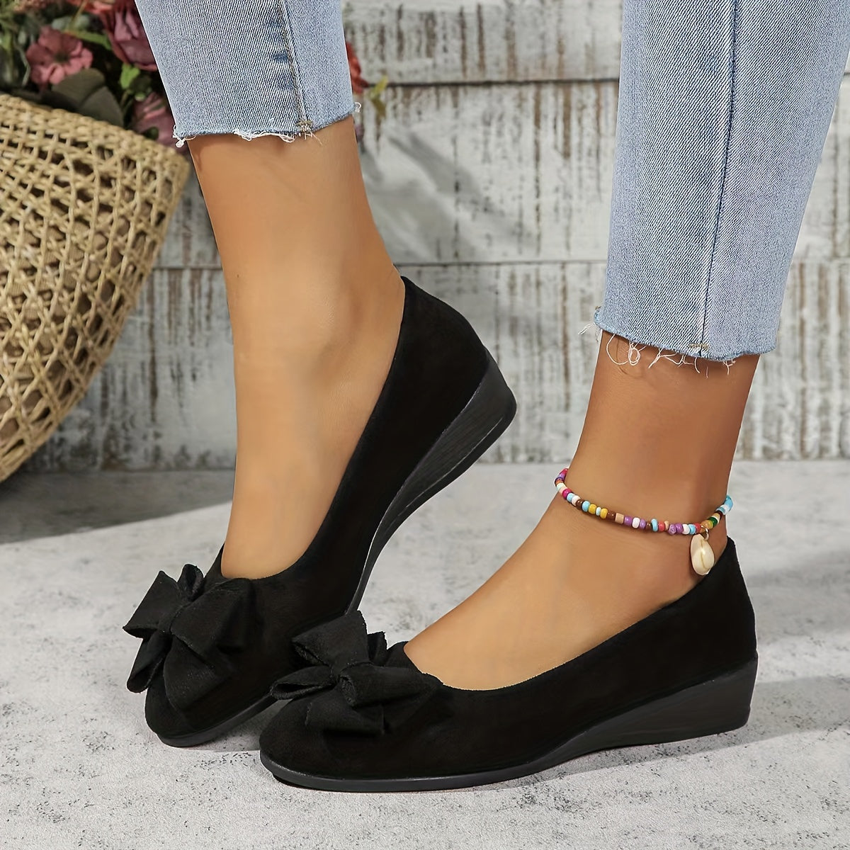 Zapatos planos ortopédicos con lazo decorativo y plantilla ergonómica para mujer, cómodos y elegantes para uso diario u oficina