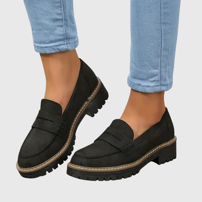 Mocasines de ante clásicos para mujer con suela robusta y plantilla cómoda, elegantes y versátiles para oficina o uso diario