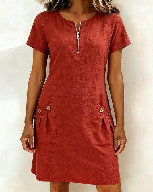 Vestido elegante de día con diseño natural y fluido para mujer - Verano