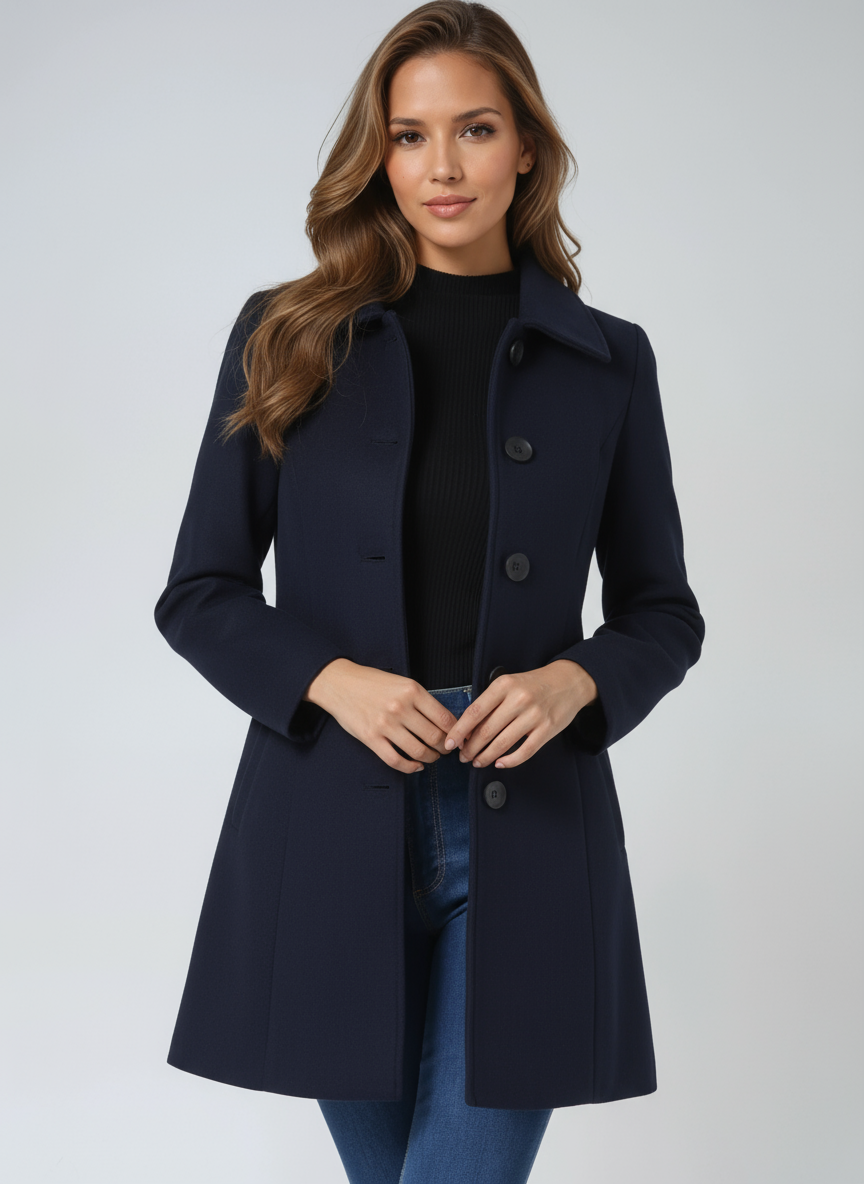 Eirene | Women's Single Breasted Tailored Long Coat - Black - Image 10