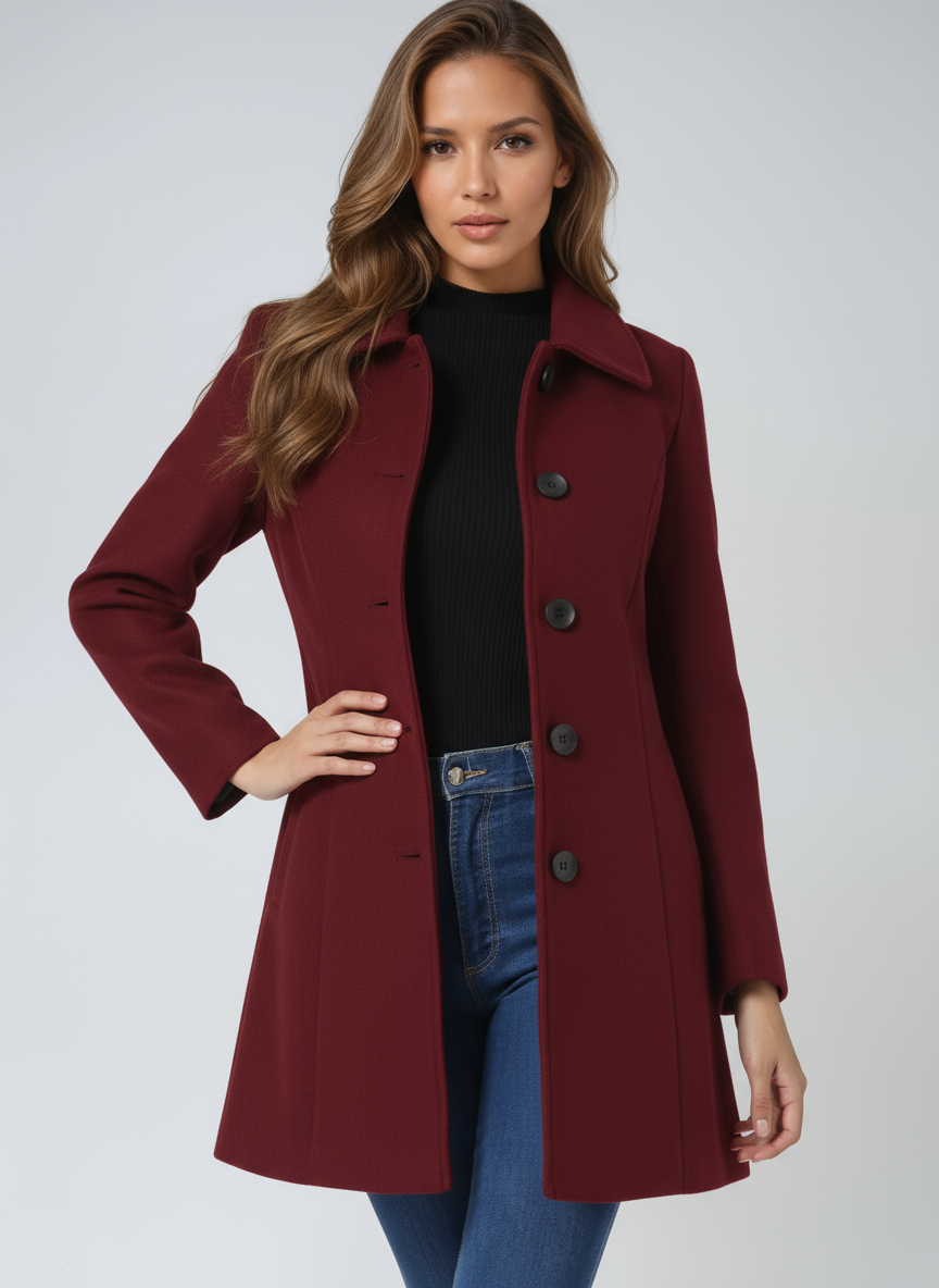 Eirene | Women's Single Breasted Tailored Long Coat - Black - Image 13