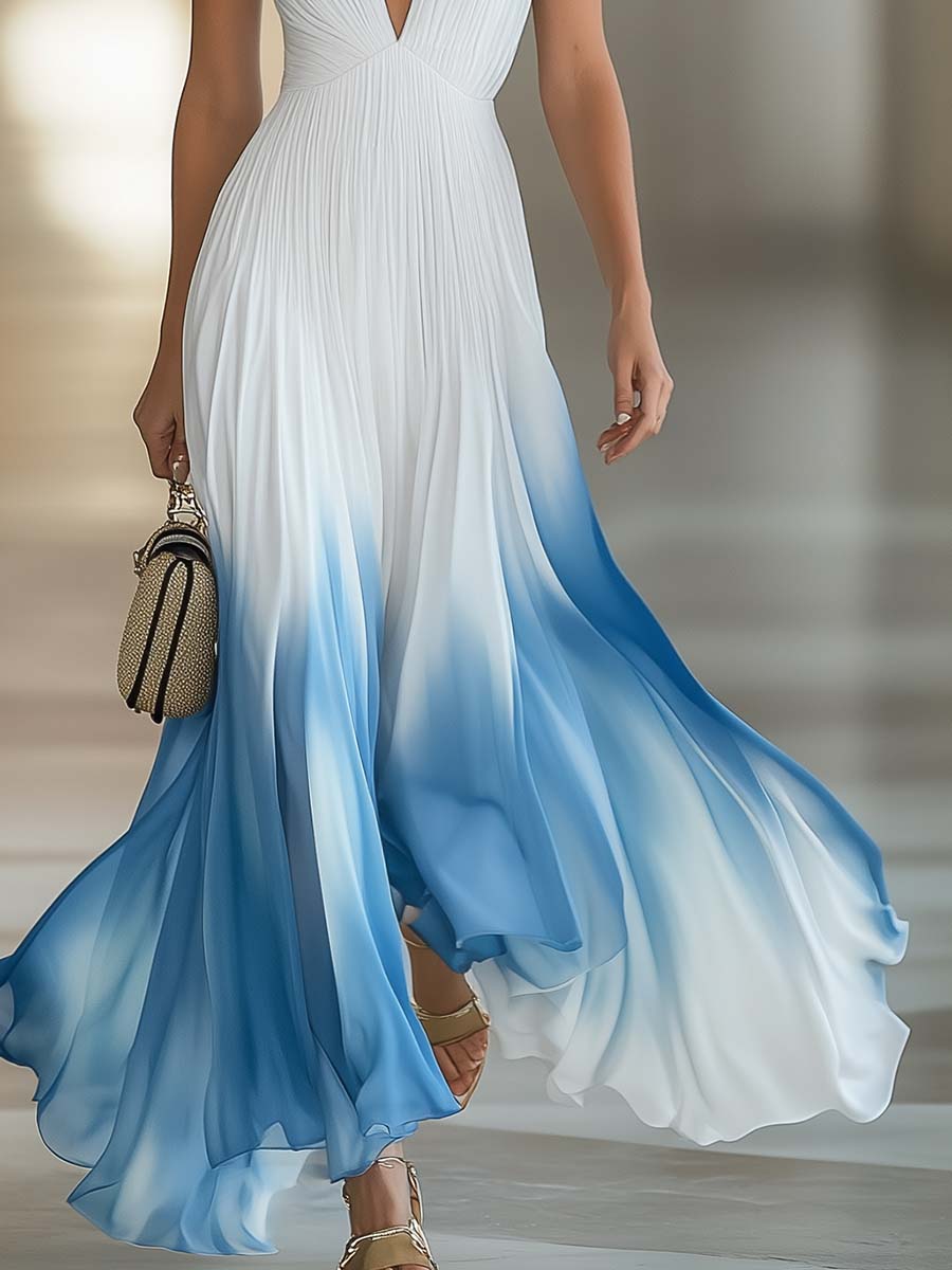 Vestido Maxi Gradiente Cuello V