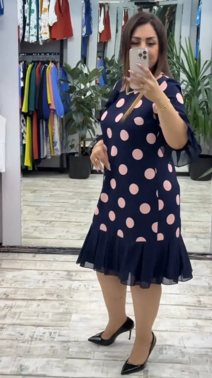 Vestido Plisado de Lunares | Diseño Sofisticado