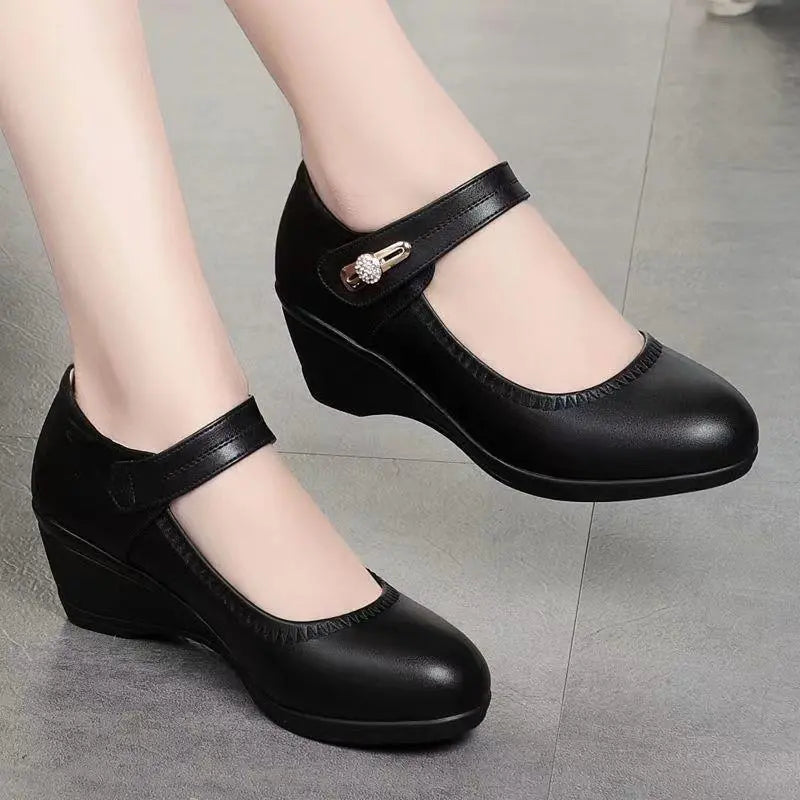 Zapatos de tacón medio elegantes con plantilla anatómica para mujer, cómodos y versátiles para oficina o diario