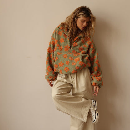 Daisy | Jersey de Punto Polar con Estilo Boho y Estampado Floral para Mujer
