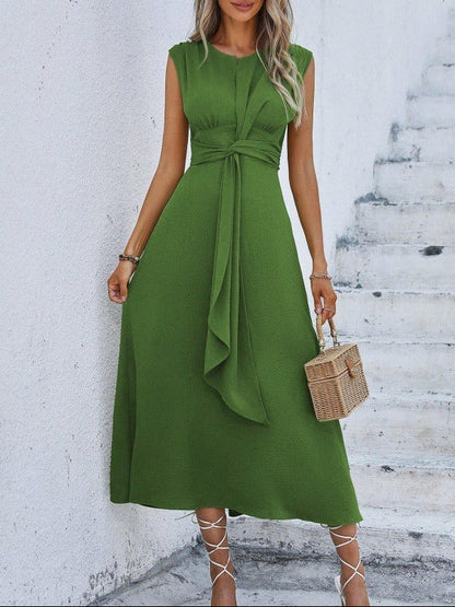 Vestido elegante sin mangas con cintura ajustable para mujer, ligero y cómodo