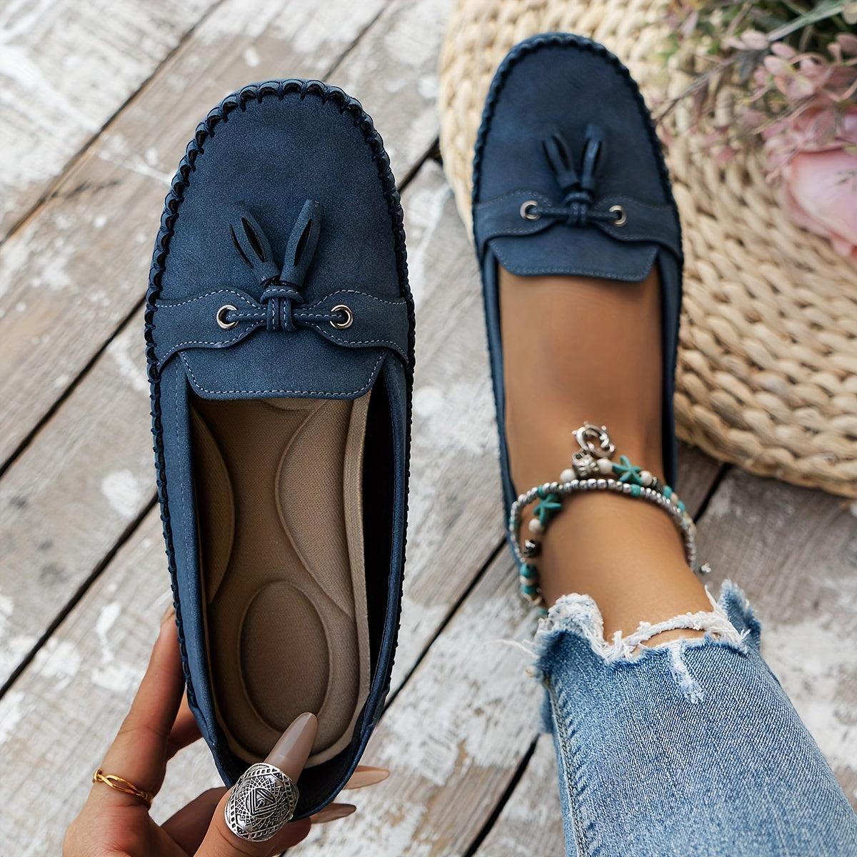 Mocasines con borlas para mujer, estilo elegante y cómodo