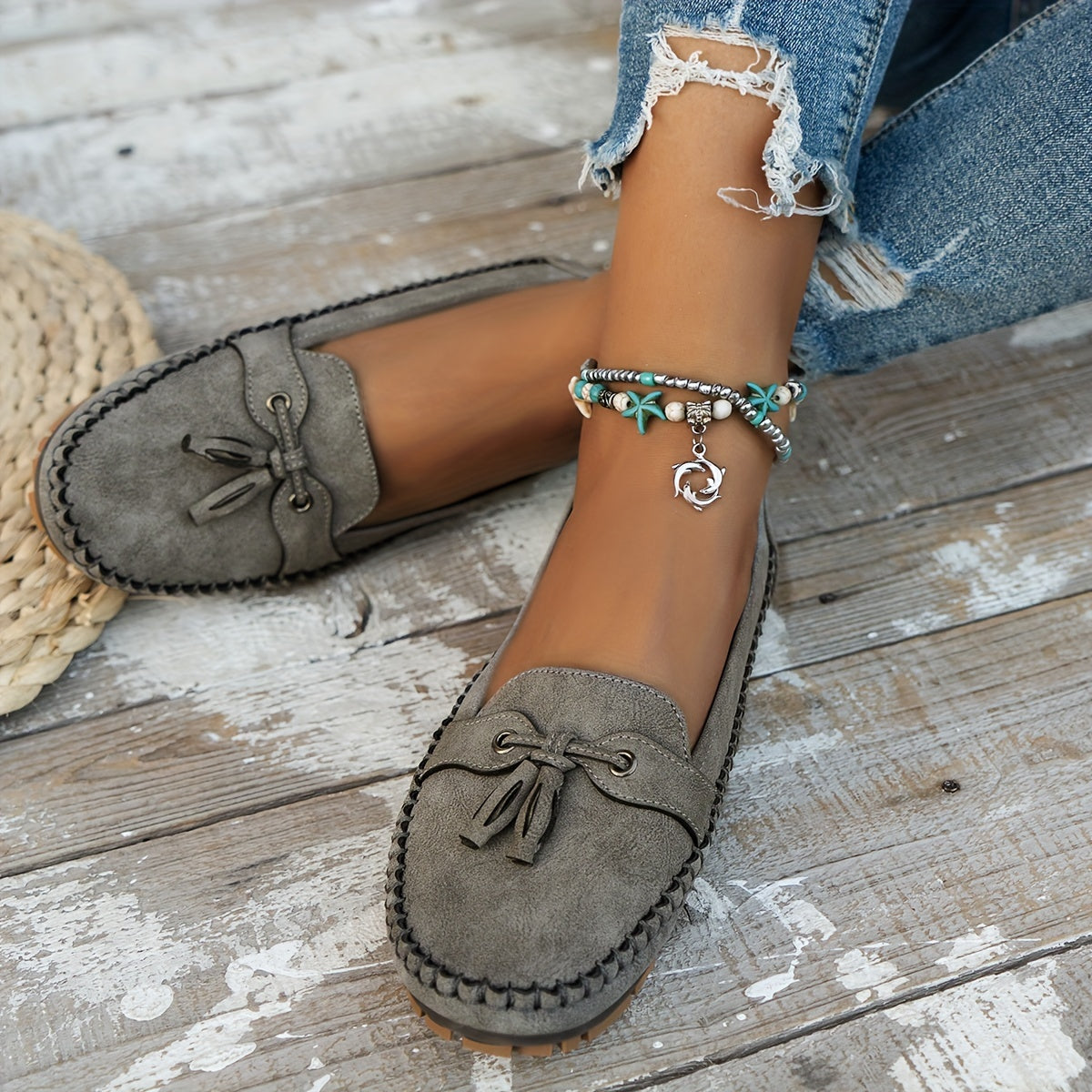 Mocasines con borlas para mujer, estilo elegante y cómodo