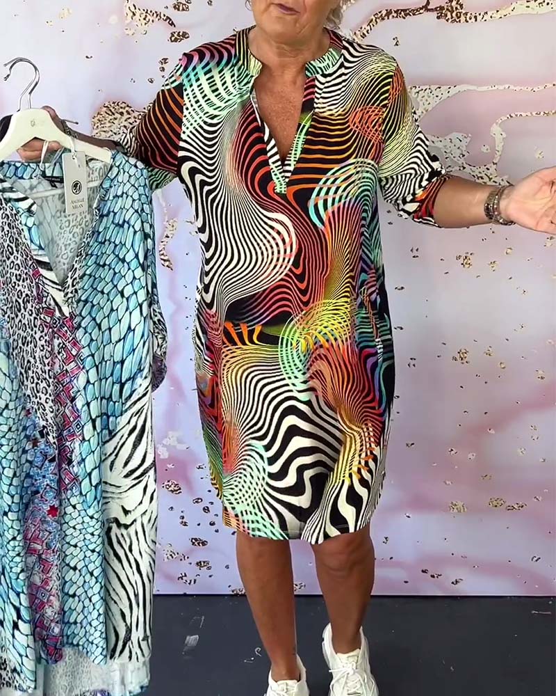 Vestido colorido con escote en V para mujer, ligero y elegante para verano