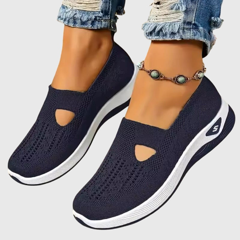 Sneakers ortopédicos sin cordones con plantilla anatómica y diseño transpirable para mujer, confortables para todo el día