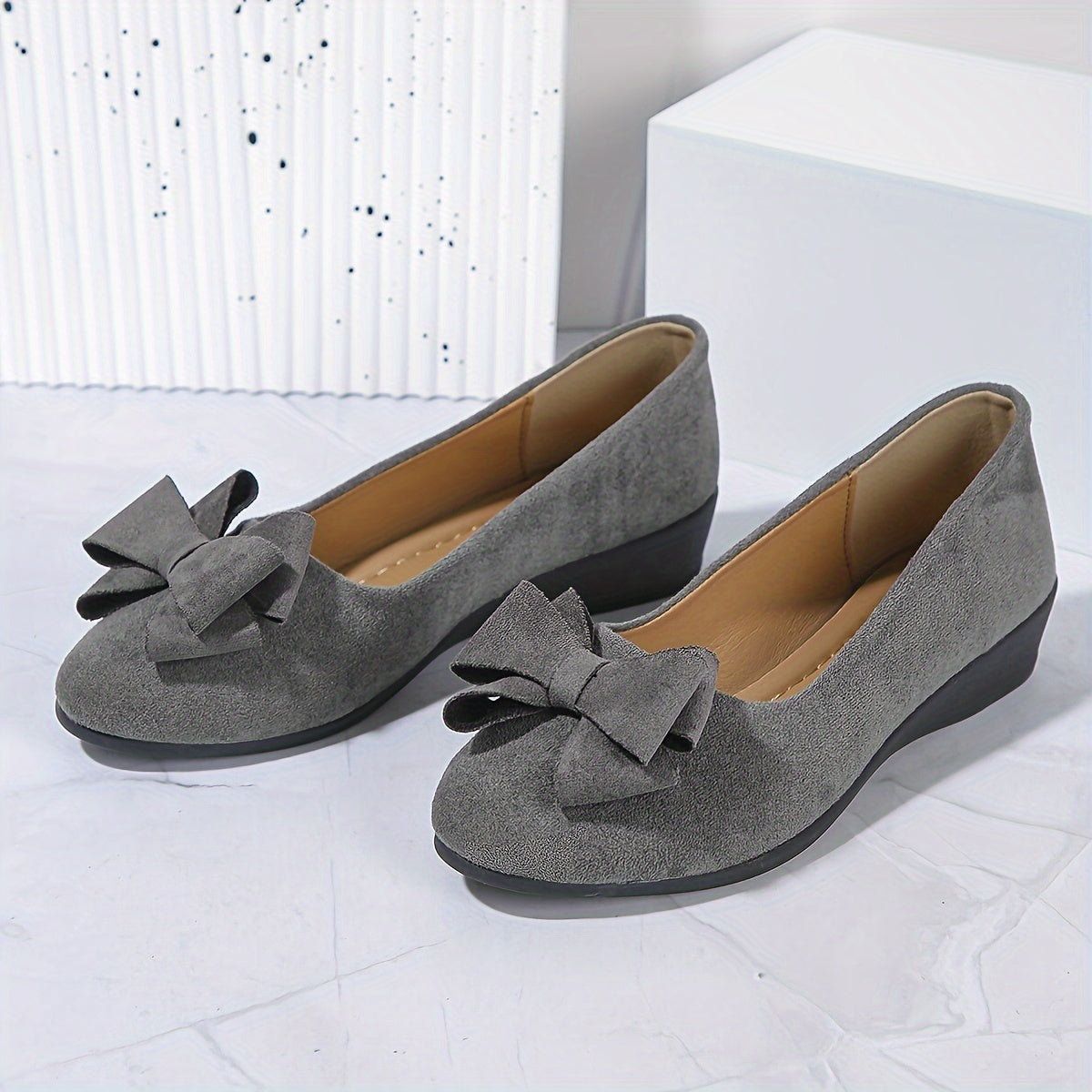 Zapatos planos ortopédicos con lazo decorativo y plantilla ergonómica para mujer, cómodos y elegantes para uso diario u oficina