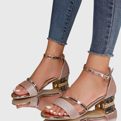 Sandalias ortopédicas de tacón con tiras elegantes y plantilla ergonómica para mujer, cómodas y versátiles para verano o evento