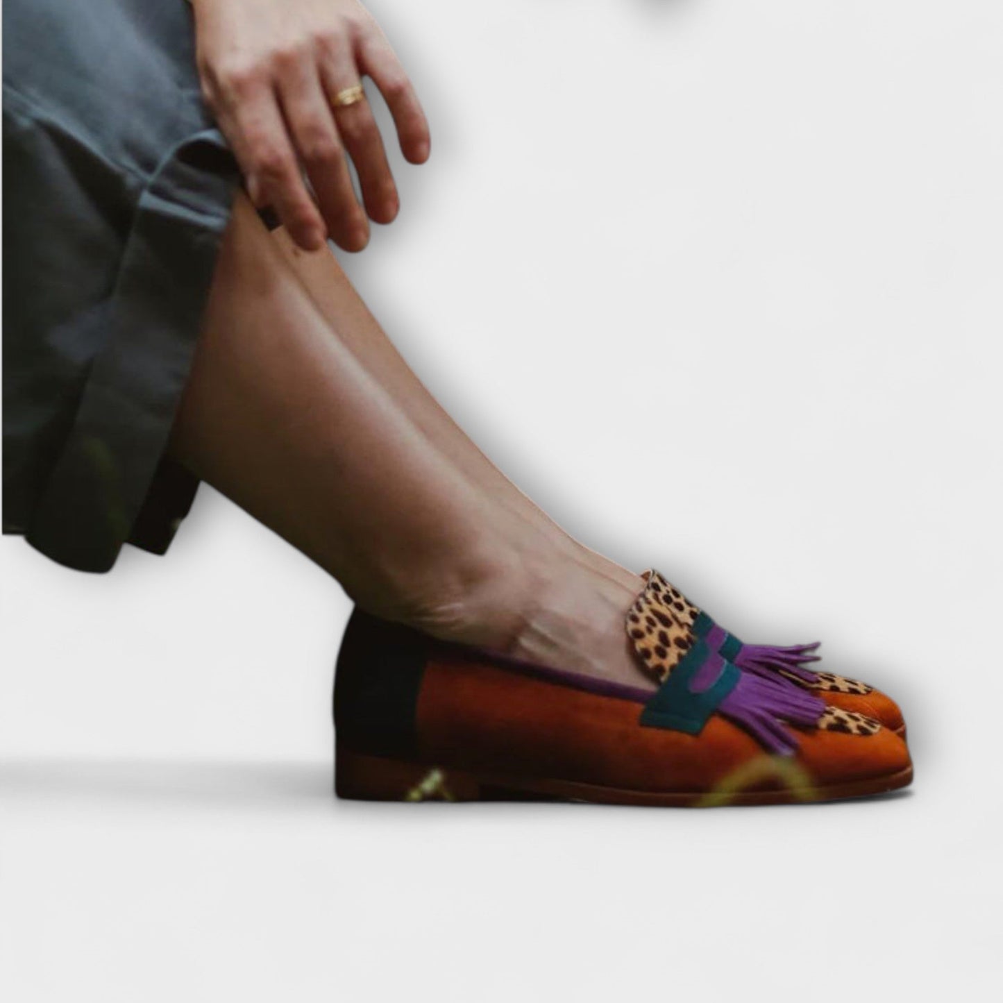 Faro | Mocasines de Piel Estampado Leopardo Casual Elegante