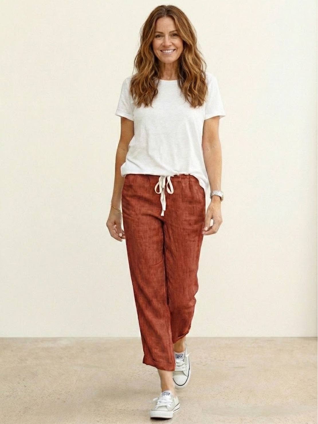 Pantalones anchos con cordón ajustable para mujer