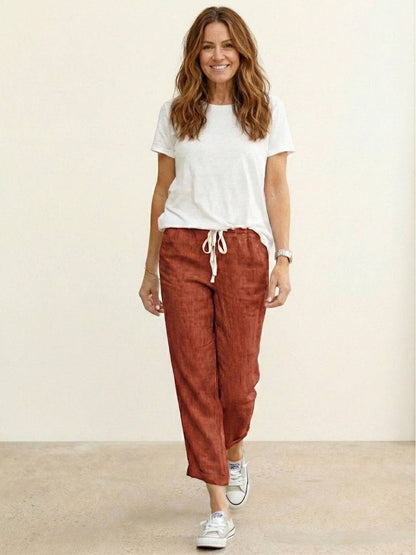 Pantalones anchos con cordón ajustable para mujer