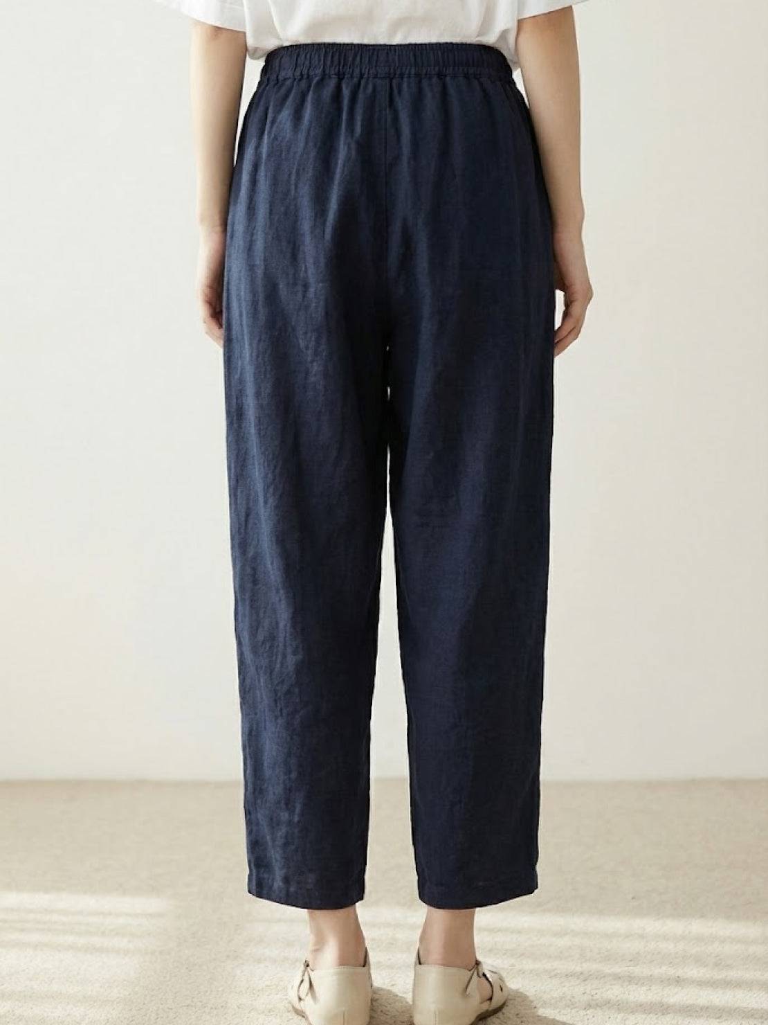 Pantalones anchos con cordón ajustable para mujer