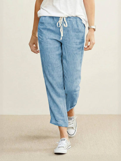 Felicity | Women's Drawstring Casual Pants - Beige - Image 30