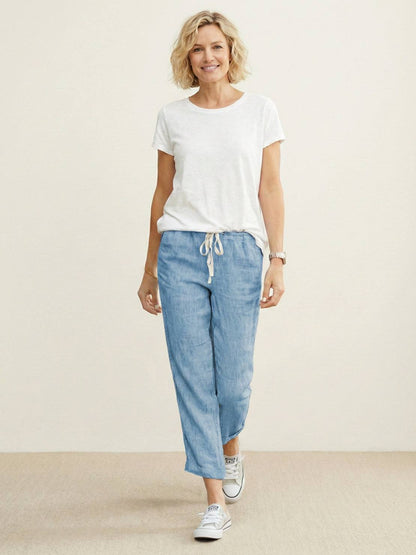 Pantalones anchos con cordón ajustable para mujer