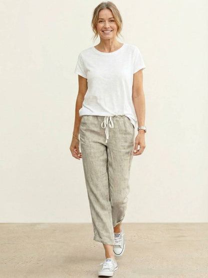 Pantalones anchos con cordón ajustable para mujer