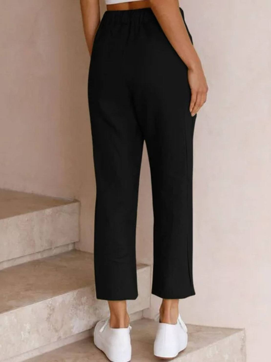 Pantalones anchos con cordón ajustable para mujer