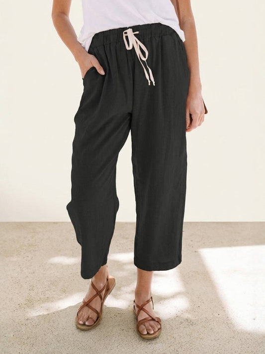 Felicity | Women's Drawstring Casual Pants - Beige - Image 12