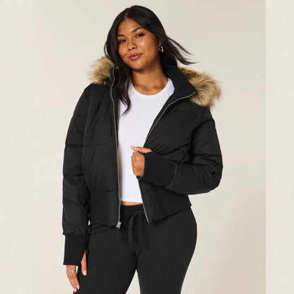 Fernanda | Chaqueta Puffer Corta con Capucha para Mujer de Invierno
