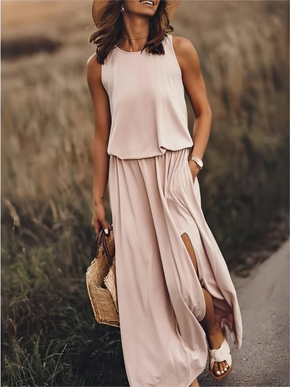 Vestido Maxi Blouson Sin Mangas