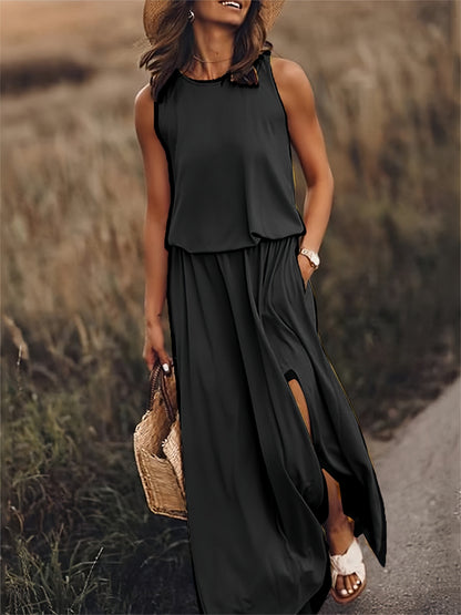 Vestido Maxi Blouson Sin Mangas
