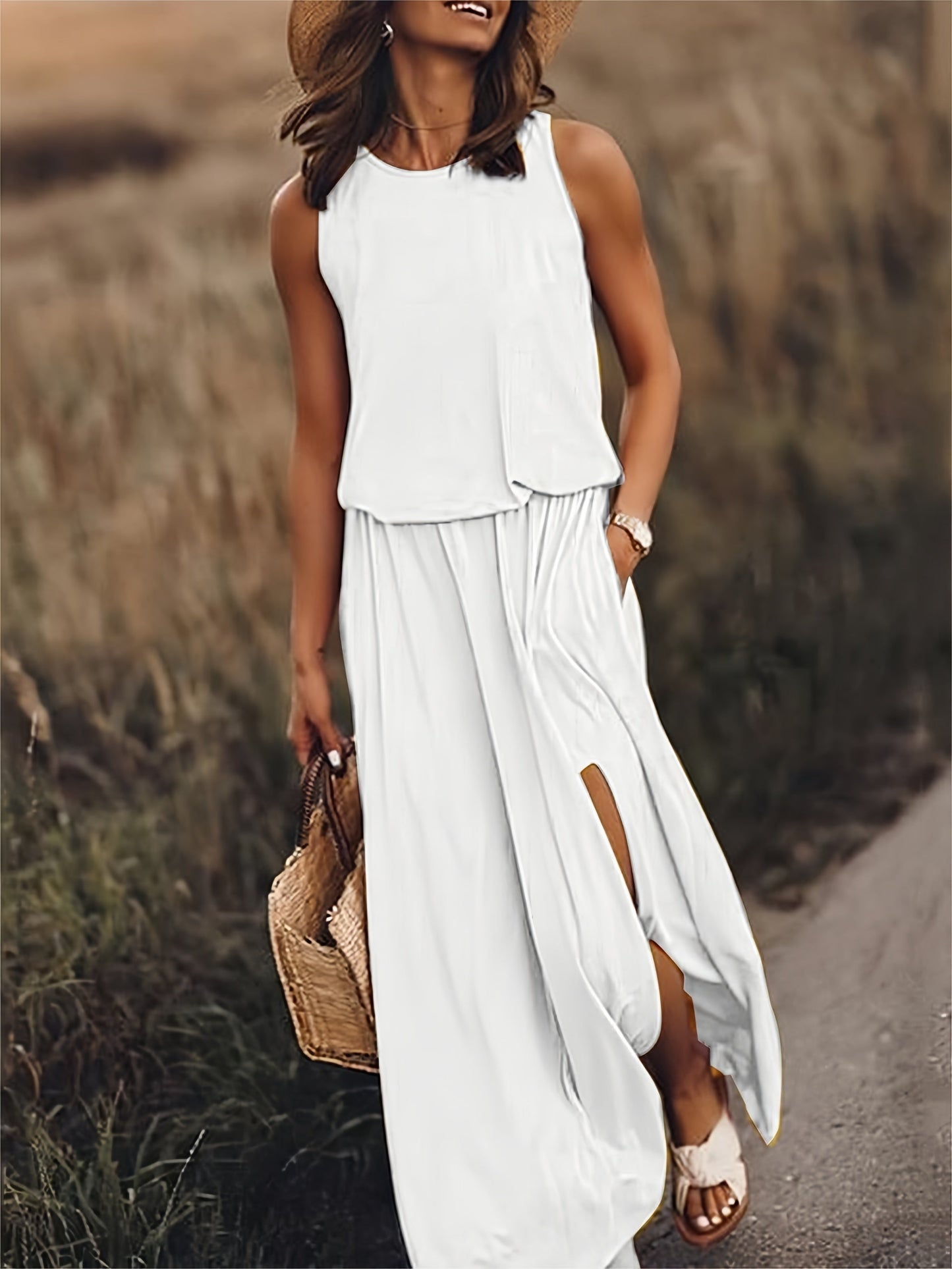 Vestido Maxi Blouson Sin Mangas