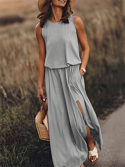 Vestido Maxi Blouson Sin Mangas