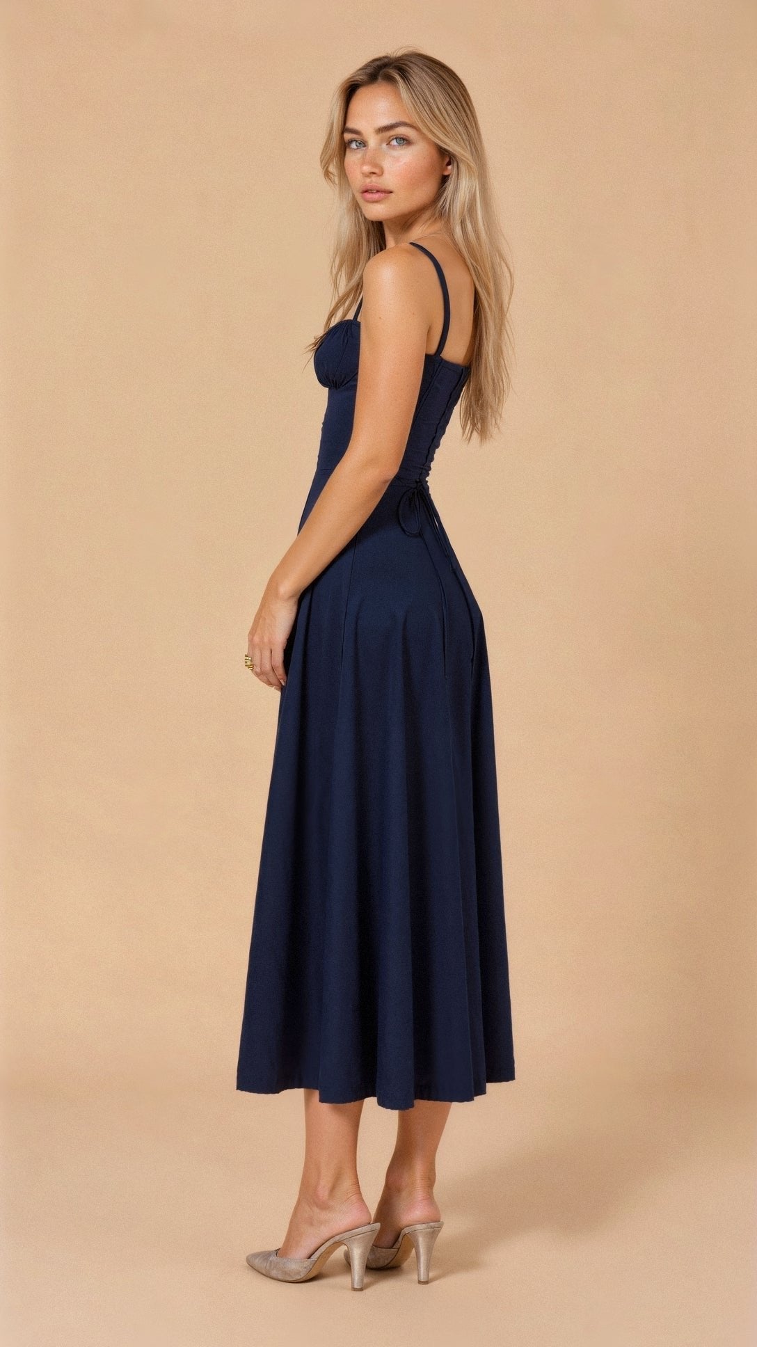 Vestido Midi Corsé floreado Escote Corazón Tirantes
