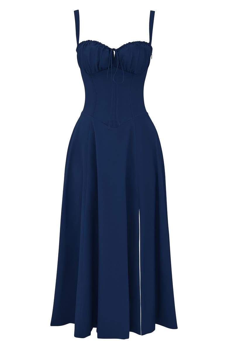Vestido Midi Corsé floreado Escote Corazón Tirantes