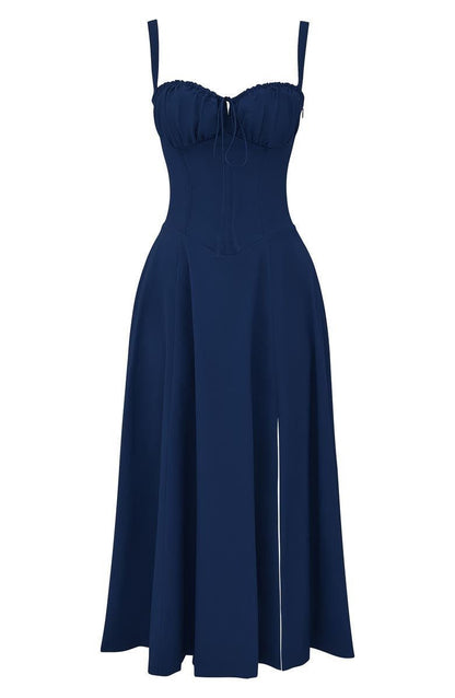 Vestido Midi Corsé floreado Escote Corazón Tirantes