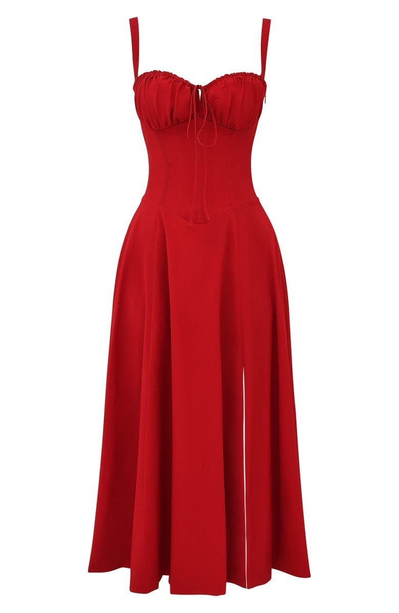 Vestido Midi Corsé floreado Escote Corazón Tirantes