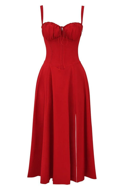 Vestido Midi Corsé floreado Escote Corazón Tirantes