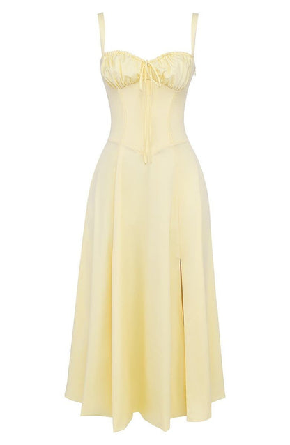 Vestido Midi Corsé floreado Escote Corazón Tirantes