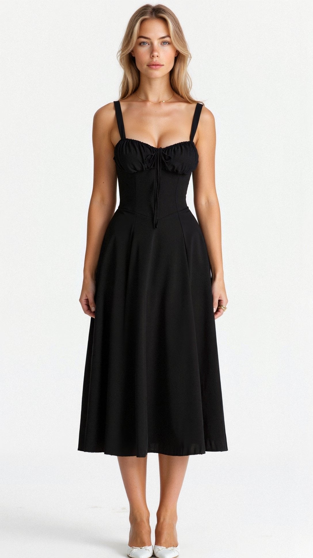 Floral Corset Midi Dress Sweetheart Neckline