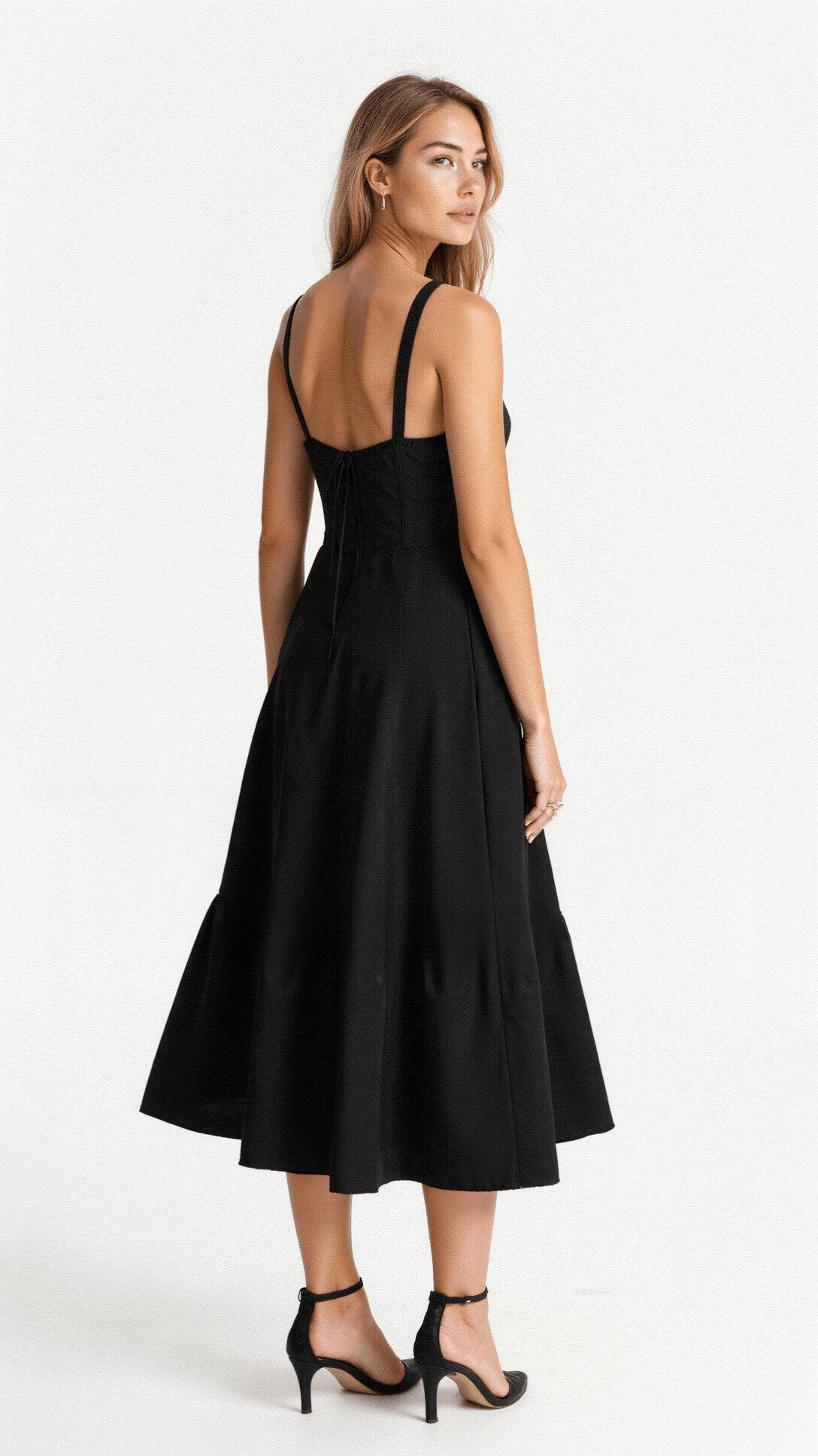 Vestido Midi Corsé floreado Escote Corazón Tirantes