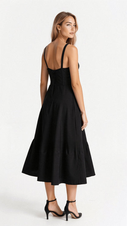 Vestido Midi Corsé floreado Escote Corazón Tirantes