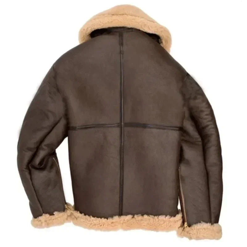 Alpha | Chaqueta de piloto de cuero con forro cálido de sherpa  Cuero sostenible