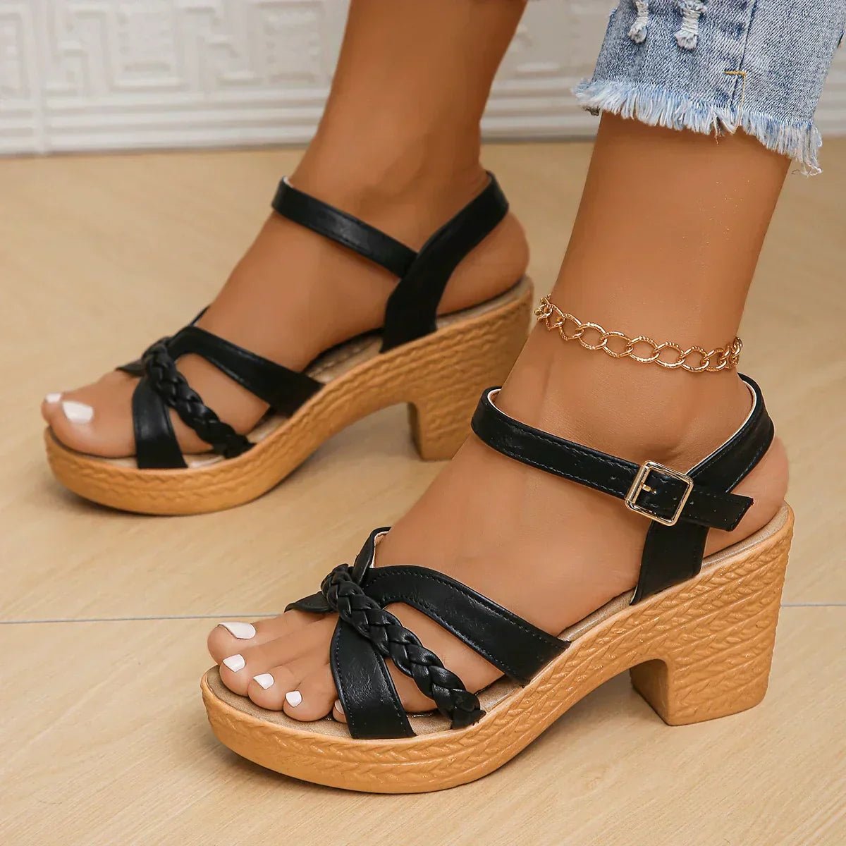 Freya | Women's Braided Platform Sandal - White - Image 11