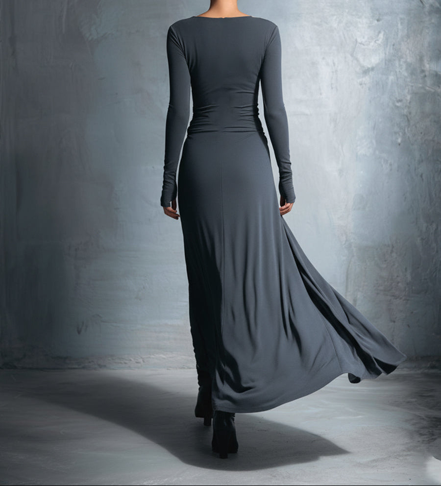 Vestido Largo con Nudo Lateral | Diseño Estructurado