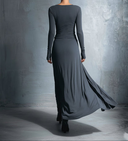 Vestido Largo con Nudo Lateral | Diseño Estructurado