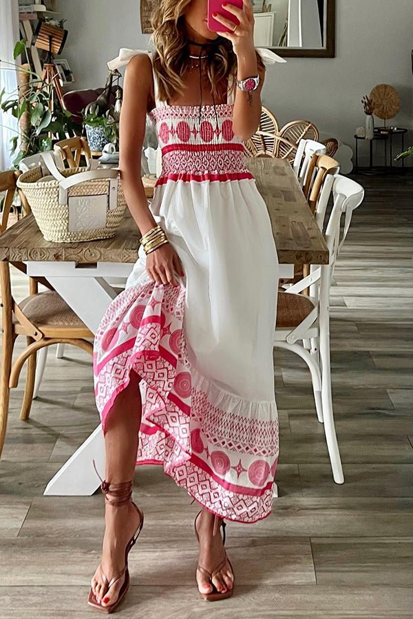Gweneira | Vestido Maxi Bohemio con Cuello Cuadrado para Mujer de Playa
